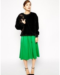 Asos Collection Midi Skirt In Satin Twill