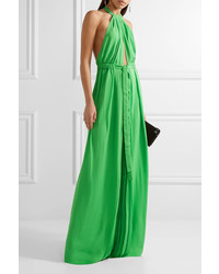 Emilio Pucci Pleated Silk Halterneck Gown Green