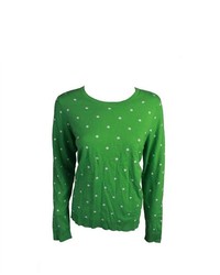 Green Polka Dot Crew-neck Sweater