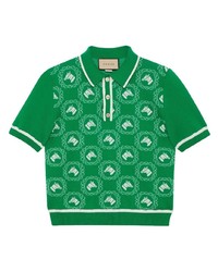 Gucci Horse Pattern Wool Polo Shirt
