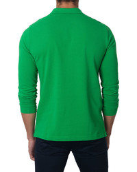 Jared Lang Long Sleeve Cotton Blend Polo Shirt Green