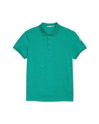 Moncler Solid Pique Polo In Dark Green At Nordstrom