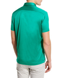 Kiton Solid Sateen Polo Shirt Green
