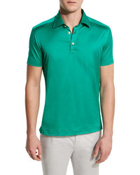 Kiton Solid Sateen Polo Shirt Green