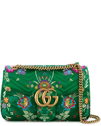 Gucci Green Floral Marmont 20 Shoulder Bag
