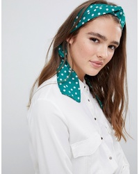 ASOS DESIGN Twist Block Headscarf In Green And Pink Spot