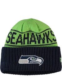 New Era Neon Greencollege Navy Seattle Seahawks Reversible Cuffed Knit Hat At Nordstrom