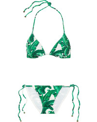 Green Print Bikini Top