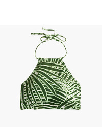 J.Crew Cropped Halter Swim Top In Palm Leaf Print