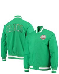 Mitchell & Ness Boston Celtics Kelly Green Hardwood Classics 75th Anniversary Authentic Warmup Full Snap Jacket At Nordstrom