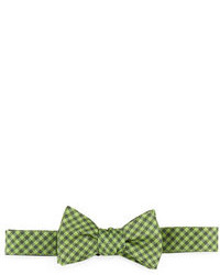Ted Baker Shepherds Check Print Silk Bow Tie Green