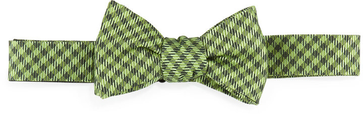 Ted Baker Shepherds Check Print Silk Bow Tie Green Where