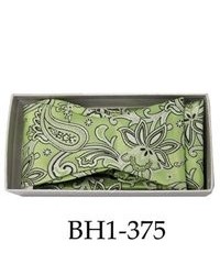 TheDapperTie Green Paisley Selftie Bow Tie With Matching Hanky Bh1 375