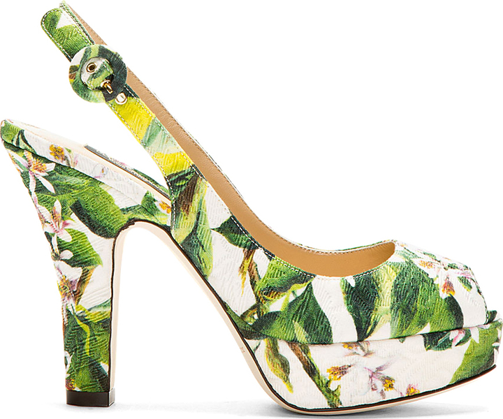 Dolce & Gabbana Black Floral Print Crystal Heels Pumps Shoes – AUMI 4