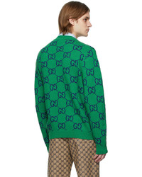Gucci Green Knit Gg Cardigan