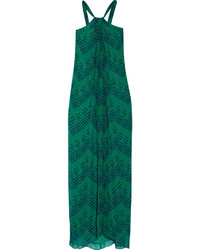Green Print Chiffon Maxi Dress