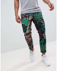 ASOS DESIGN Skinny Cropped Trousers In Abstract Pineapple Palm Print