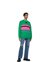 Ader Error Green And Pink Ventura Sweater