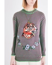 Gucci Leopard Jacquard Print Wool Jumper