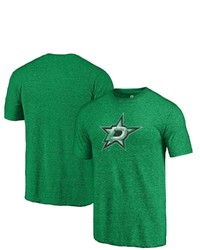 FANATICS Branded Heathered Kelly Green Dallas Stars Primary Logo Tri Blend T Shirt