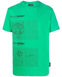 Plein Sport Crew Neck Tiger Print T Shirt
