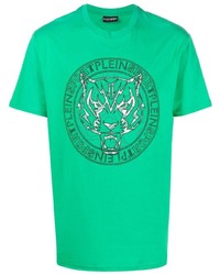 Plein Sport Crew Neck Tiger Print T Shirt