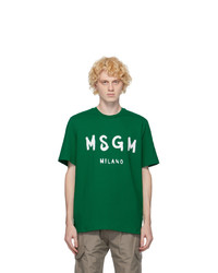 MSGM Green Artist Logo T Shirt