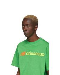 Aries Green New Balance Edition Logo T Shirt