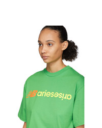 ARIES Green New Balance Edition Logo T Shirt