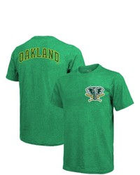 Majestic Threads Green Oakland Athletics Throwback Logo Tri Blend T Shirt