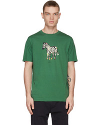 Ps By Paul Smith Green Paint Splash Zebra T Shirt