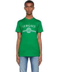 Versace Green White Medusa Logo T Shirt