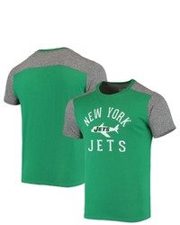 Majestic Threads Kelly Greenheathered Gray New York Jets Gridiron Classics Field Goal Slub T Shirt