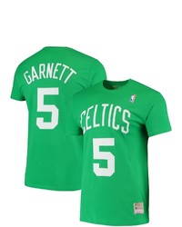 Mitchell & Ness Kevin Garnett Kelly Green Boston Celtics Hardwood Classics Stitch Name Number T Shirt