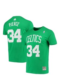 Mitchell & Ness Paul Pierce Kelly Green Boston Celtics Hardwood Classics Player Name Number T Shirt