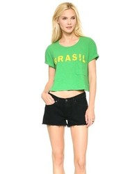 Green Print Cropped Top