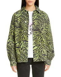 Green Print Denim Jacket