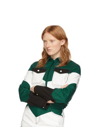 Kirin Green And White Denim Cropped Worker Jacket