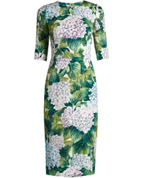 Dolce & Gabbana Hydrangea Print Strech Silk Charmeuse Dress