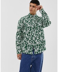 Collusion Oversized Flannel Shirt With Scribble Print
