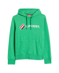 Superdry Code Logo Applique Cotton Hoodie In Bright Green At Nordstrom