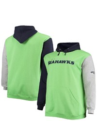 PROFILE College Navyneon Green Seattle Seahawks Big Tall Pullover Hoodie