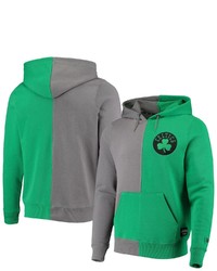 New Era Graykelly Green Boston Celtics Diagonal French Terry Color Block Pullover Hoodie