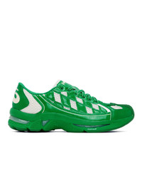 Green Print Leather Athletic Shoes