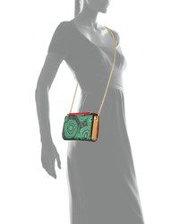Christian Louboutin Vanite Small Printed Patent Clutch Bag Green