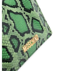 Moschino Python Print Leather Clutch Bag