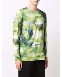 Off-White Abstract Print Long Sleeved T Shirt