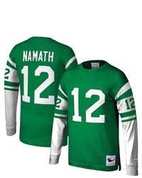Mitchell & Ness Joe Namath Kelly Green New York Jets Throwback Retired Player Name Number Long Sleeve Top