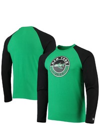 New Era Kelly Greenblack New York Jets League Raglan Throwback Long Sleeve T Shirt