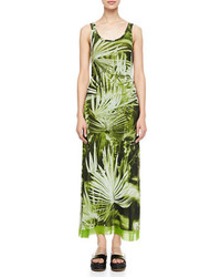 Jean Paul Gaultier Long Fern Print Tank Dress Green